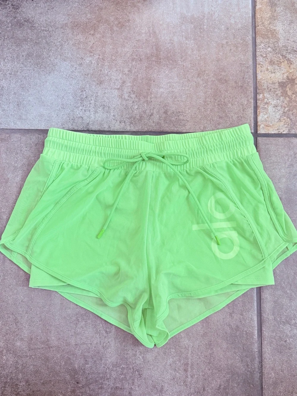 ALO Yoga Lime Green Athletic Drawstring Shorts